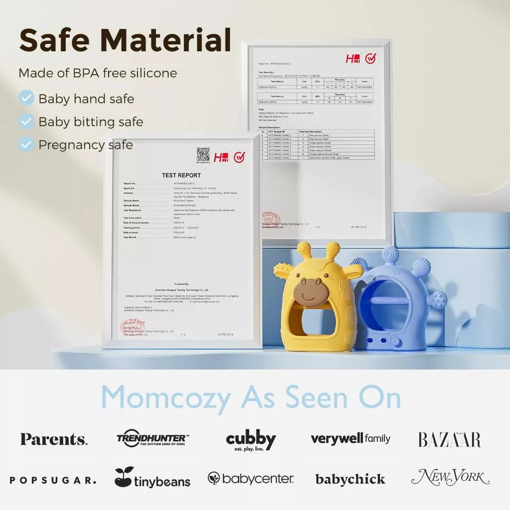 Momcozy Baby Teether Toys | Food Grade Silicone Teething Relief 0-6 Months